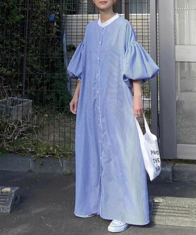 【CORNERS by KR 】大澎袖條紋襯衫連身裙7