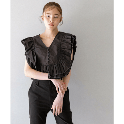 【日本 KBF】2WAY 雙色荷葉邊無袖上衣13