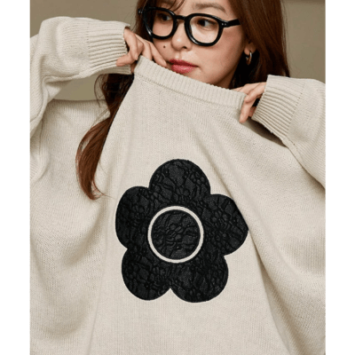 【 MARY QUANT × PUBLUX 】別注蕾絲雛菊拼接寬鬆針織4