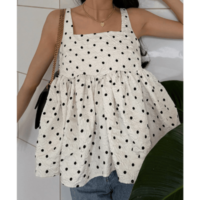 【 titivate 】日系大人感．方領蓬鬆下擺細肩帶背心8