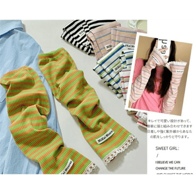 【日本直送 】寬鬆條紋防曬袖套 ☀️2