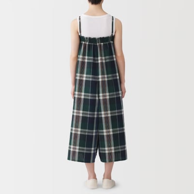 【 日本MUJI 】Madras Check 格紋吊帶褲2