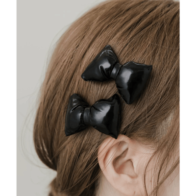 【日本DISCOAT】澎澎軟墊緞帶髮夾 2入組2