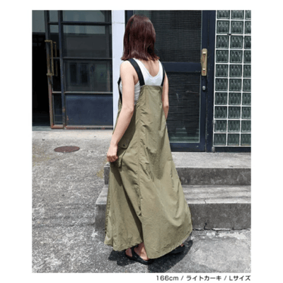 【日本 andme】多機能尼龍吊帶長裙 抗UV接觸涼感潑水加工9
