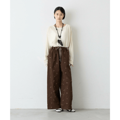 【 CIAOPANIC TYPY 】 葉子刺繡寬版休閒 Chino 長褲9