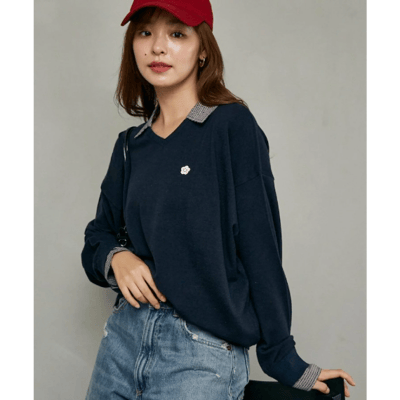 【 MARY QUANT × PUBLUX 】別注格紋襯衫假兩件 Polo 針織上衣9