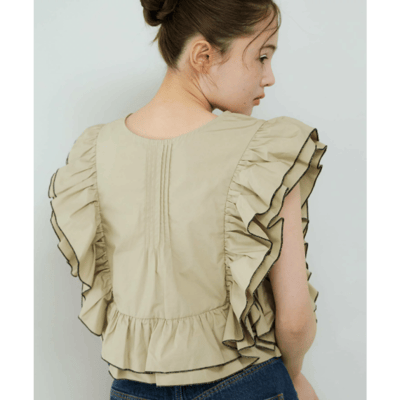 【日本 KBF】2WAY 雙色荷葉邊無袖上衣9