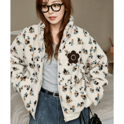 【 MARY QUANT × PUBLUX 】別注滿版花朵毛絨外套8