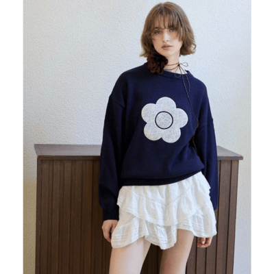 【 MARY QUANT × PUBLUX 】別注蕾絲雛菊拼接寬鬆針織11