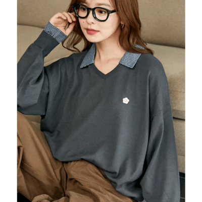 【 MARY QUANT × PUBLUX 】別注格紋襯衫假兩件 Polo 針織上衣3