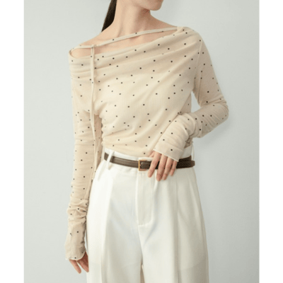 【 on:nue 】大人系透視點點露肩上衣5