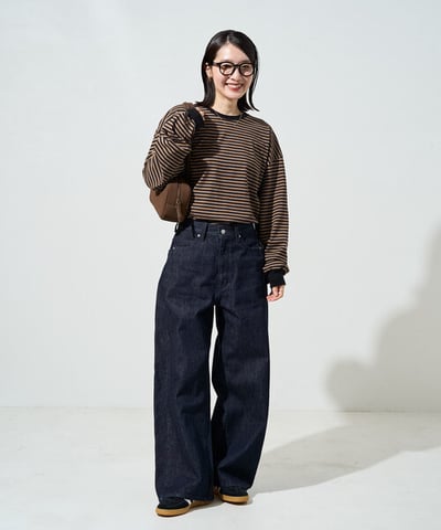 【 FREAK'S STORE 】撞色細條紋 Oversize 長袖T恤7