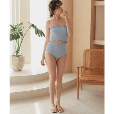 【 titivate 】日系透膚長版前開比基尼兩件式泳裝17