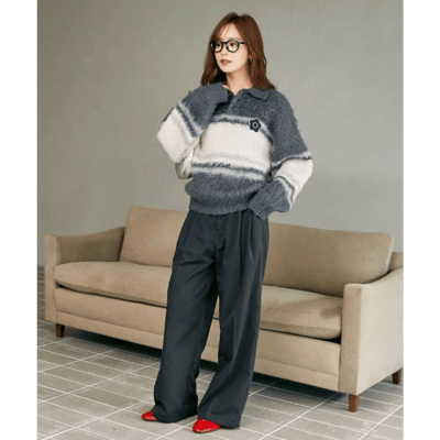 【 MARY QUANT × PUBLUX 】別注毛絨條紋 Polo 針織上衣8