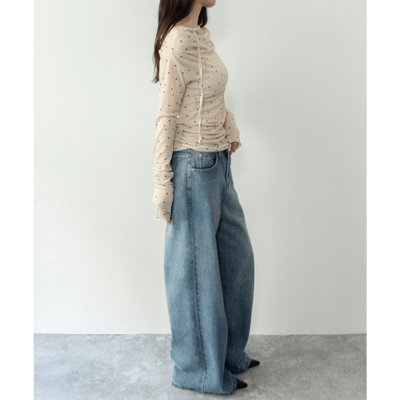 【 on:nue 】大人系透視點點露肩上衣8