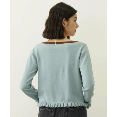 【 MILKFED. 】 FRILL KNIT CARDIGAN 撞色荷葉邊針織開襟衫6