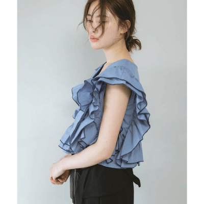 【日本 KBF】2WAY 雙色荷葉邊無袖上衣2