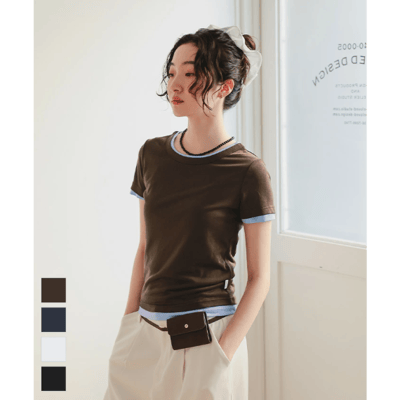 【 miette 】透膚短袖 T 恤套裝1
