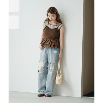 【日本2025秋冬】麂皮荷葉下擺吊帶背心3