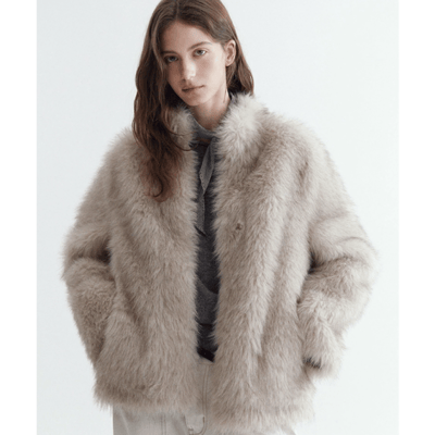 【 chuclla 】立領 Eco Fur 短版毛絨外套1