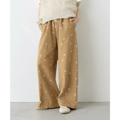 【 CIAOPANIC TYPY 】 葉子刺繡寬版休閒 Chino 長褲1