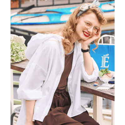 【 BONLECILL 】【97%抗UV】Solvere 輕盈透膚抓皺連帽防曬襯衫外套 (微透感、涼感涼しげ)6