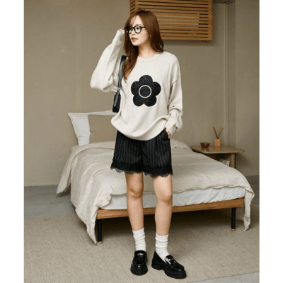 【 MARY QUANT × PUBLUX 】別注蕾絲雛菊拼接寬鬆針織6