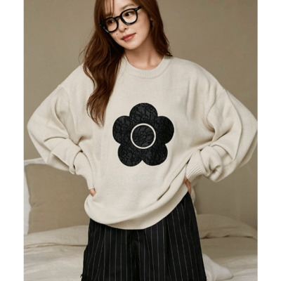 【 MARY QUANT × PUBLUX 】別注蕾絲雛菊拼接寬鬆針織5