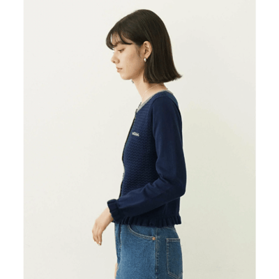 【 MILKFED. 】 FRILL KNIT CARDIGAN 撞色荷葉邊針織開襟衫10