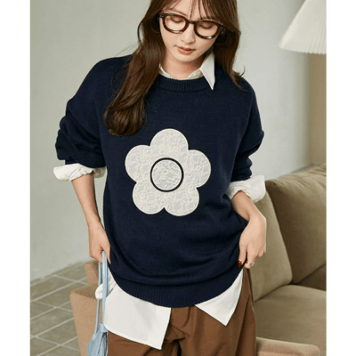 【 MARY QUANT × PUBLUX 】別注蕾絲雛菊拼接寬鬆針織12