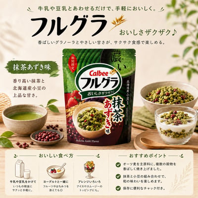 【 Calbee 】  抹茶紅豆麥片 限定回歸 🍵1