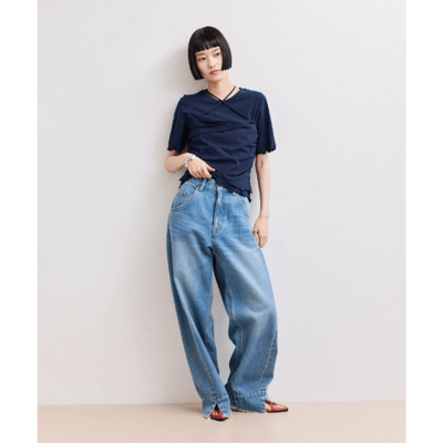 【 ADAM ET ROPE' FEMME 】WEB限定．日系時髦層次感假兩件平口疊穿上衣7