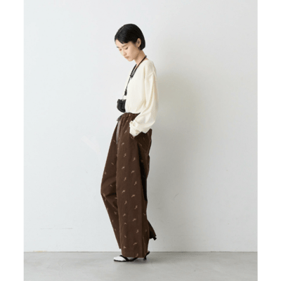 【 CIAOPANIC TYPY 】 葉子刺繡寬版休閒 Chino 長褲10