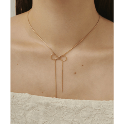 【 日本ciite 】抗敏醫療鋼簡約蝴蝶結項鍊1