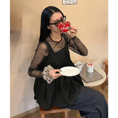 【 titivate 】日系大人感．方領蓬鬆下擺細肩帶背心12