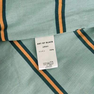 【 ART OF BLACK 】薄荷橘交織．質感粗細條紋床包被套組10
