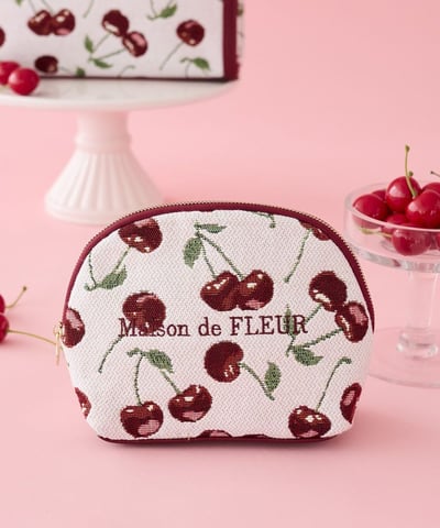 【 Maison de FLEUR 】Cerise Claire 櫻桃提花收納包 🍒10