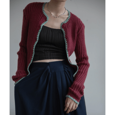 【日本VACANCY】撞色縫線針織開襟衫5