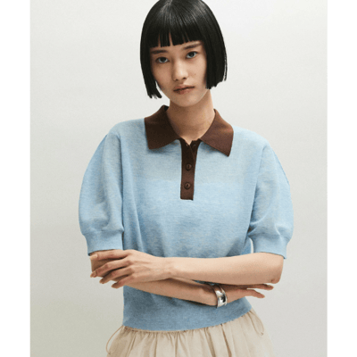 【 sellADAM ET ROPE' FEMME 】【定番】苧麻針織 POLO 衫4