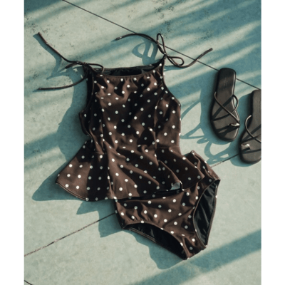 【 green label relaxing 】高領雙蝴蝶結點點泳裝2