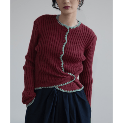 【日本VACANCY】撞色縫線針織開襟衫4