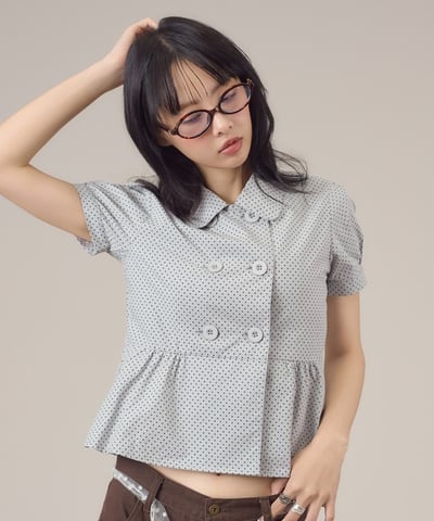 【 apres jour mignon 】雙排釦荷葉擺上衣2