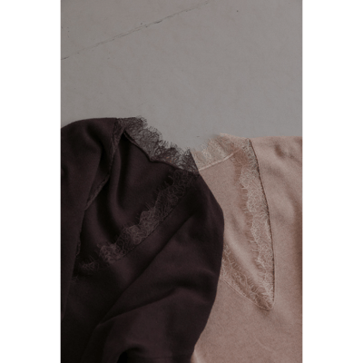 【 tento 】Lace-Trim V-Neck Knit Sweater｜蕾絲V領針織毛衣19