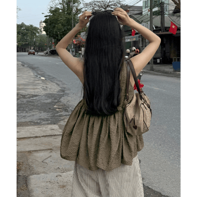 【 titivate 】日系大人感．方領蓬鬆下擺細肩帶背心16