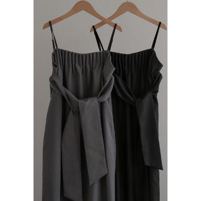 【 tento 】TENTO｜Belted Cocoon Dress 腰帶繭型細肩帶洋裝12