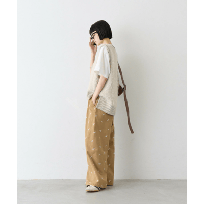 【 CIAOPANIC TYPY 】 葉子刺繡寬版休閒 Chino 長褲7