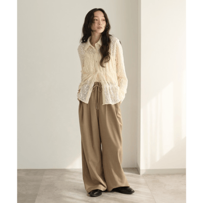 【apres jour clair】繭型抽繩休閒褲6