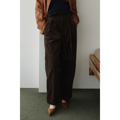 【 tento 】Wide-Leg Corduroy Pants｜高腰寬版燈芯絨長褲5