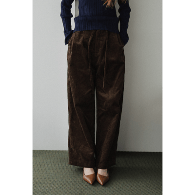【 tento 】Wide-Leg Corduroy Pants｜高腰寬版燈芯絨長褲1