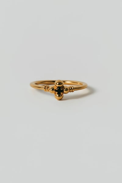 【 BRKUMO 】flower ring / 04 Onyx｜黑瑪瑙花朵戒指6